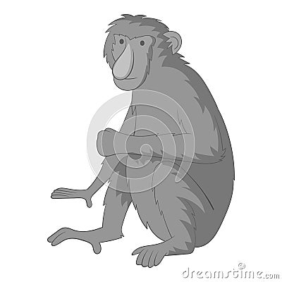 Proboscis monkey icon monochrome Vector Illustration