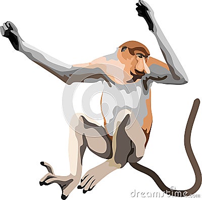 Proboscis Monkey Mammal Wild Animal Vector Vector Illustration