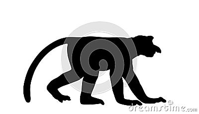 Proboscis monkey or nasalis larvatus vector silhouette illustration isolated on white Vector Illustration