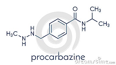 Procarbazine cancer drug molecule. Alkylating agent used in treatment of Hodgkin`s lymphoma and glioblastoma brain cancer.. Vector Illustration