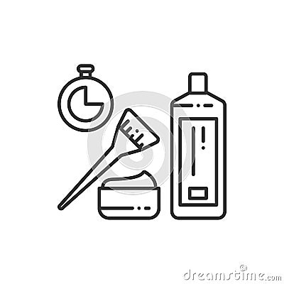 Procedure for hair restoration, botox, keratin color line icon. Hair treatment. Hairdresser services. Beauty industry. Pictogram Vector Illustration