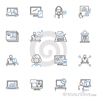 Procedure line icons collection. Operation, Surgery, Intervention, Treatment, Technique, Method, Protocol vector and Vector Illustration