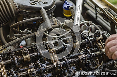 The procedure for tightening the cylinder head bolts. Part 4 of 6 Stock Photo