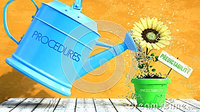 Procedures gives predictability. A metaphor in which procedures is the power that makes predictability to grow. Same as water is Stock Photo