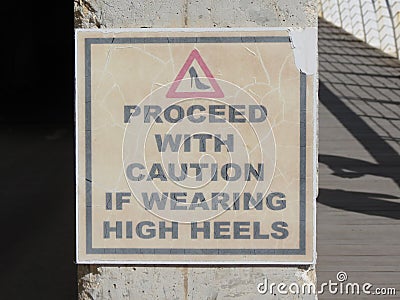 Proceed with caution if wearing high heels Stock Photo