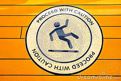 Proceed With Caution warning message sign Stock Photo