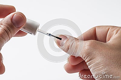 Proces nail polish isolated on white background. Colorless nail polish Stock Photo