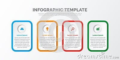 business infographic thin line with square template design with icons and 4 options or steps Vector Illustration