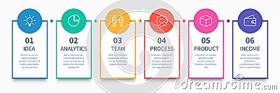 Process columns infographic. Business steps chart, workflow layout diagram and way from idea to income vector presentation concept Stock Photo