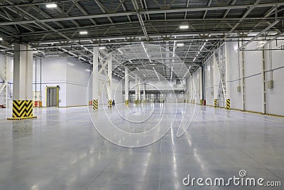 The process of construction and launch of a large logistics center, its internal filling and finishing Stock Photo
