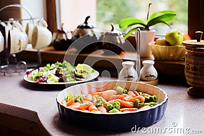 Process of cooking home made Thanksgiving Vegetables