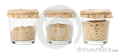 Process of fermentation of homemade rye bread sourdough isolated Stock Photo