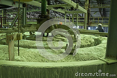 Process of flotation in tanks on a chemical plant Stock Photo