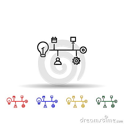Process, goal, bulb multi color style icon. Simple thin line, outline vector of creative thinking icons for ui and ux, website or Stock Photo