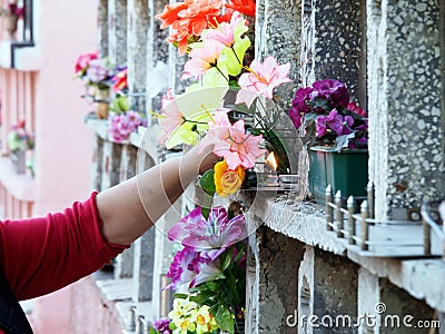 The process of honoring the departed. Moment before the event. Stock Photo