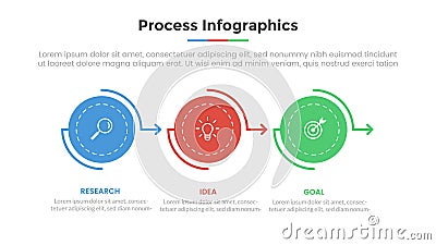 Process infographic with 3 list point and modern flat style template slide for presentation Vector Illustration