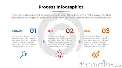 Process infographic with 3 list point and modern flat style template slide for presentation Vector Illustration