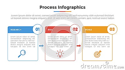 Process infographic with 3 list point with rectangle box and modern flat style template slide for presentation Cartoon Illustration