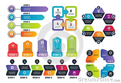 Process infographics. Business infographic elements, strategy map and chars for finance presentation. Vector template Vector Illustration