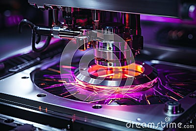 Process of laser manufacturing high-precision components, Bright color Stock Photo