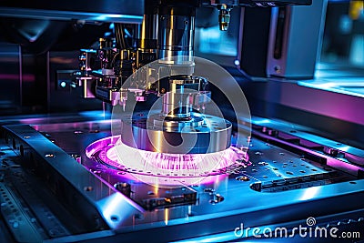 Process of laser manufacturing high-precision components, Bright color Stock Photo