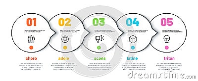 Process line infographic. 5 options timeline calendar, organization workflow diagram, number infochart. Vector Vector Illustration