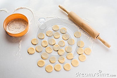 The process of making dumplings home. Set. Ukraine. Stock Photo
