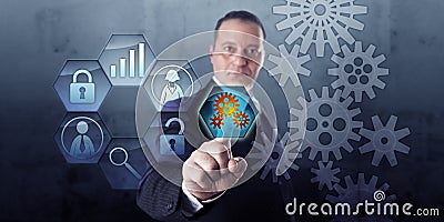 Process Manager Connects Gear Train And Work Flow Stock Photo