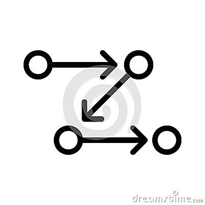 Process, method, step, procedure or workflow icon linear logo mark in black and white Vector Illustration