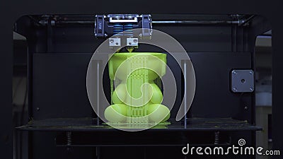 Process of printing on 3D printer Stock Photo