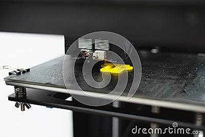 Process of printing physical plastic model on automatic 3d printer machine. Additive technologies, 3D printing and prototyping Stock Photo