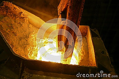 The process of recycling scrap metal. Centrifugal metal casting. The concept of metallurgy and waste recycling Stock Photo