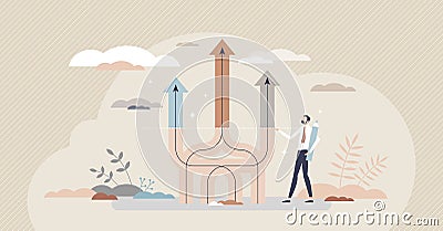 Process standardization with data outcome structuring tiny person concept Vector Illustration