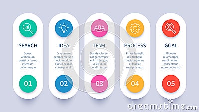 Process steps infographic chart. Business strategy layout, workflow timeline and startup plan diagram vector Vector Illustration