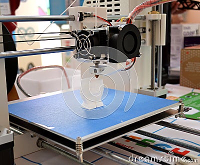 The process of working 3D printer and creating a three-dimensional object Editorial Stock Photo