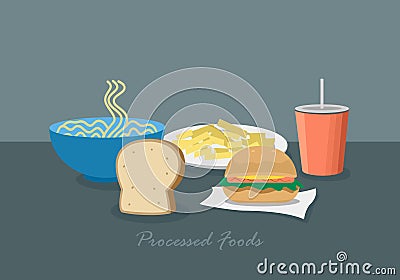 Processed foods illustration Vector Illustration