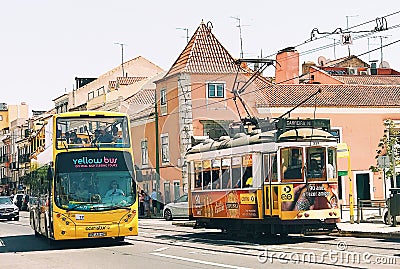 The cityscape of the streets of Lisbon Portugal Editorial Stock Photo