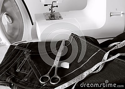 Processing bottom jeans Stock Photo