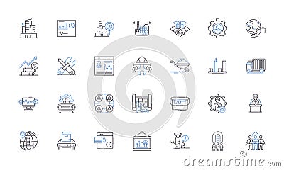 Processing organization line icons collection. Efficiency, Automation, Optimization, Streamlining, Standardization Vector Illustration