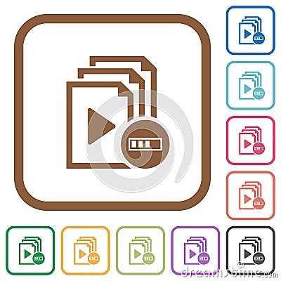 Processing playlist operation simple icons Stock Photo