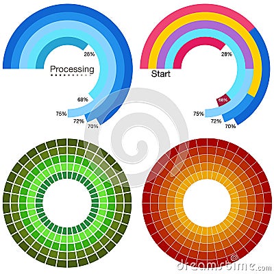 Processing Wheel Chart Set Vector Illustration