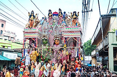 Procession of Hindu God Ram , Sita and Hanuman Editorial Stock Photo