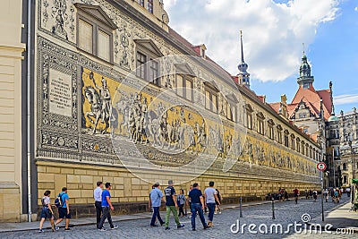 Procession of Princes wall in Dresden Editorial Stock Photo