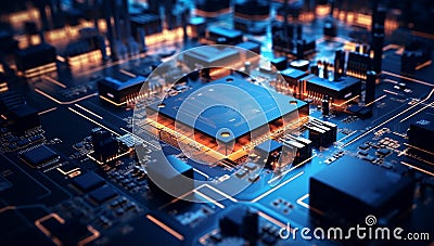 Processor circuit electronic digital abstract computing tech motherboard hardware board technology science Stock Photo