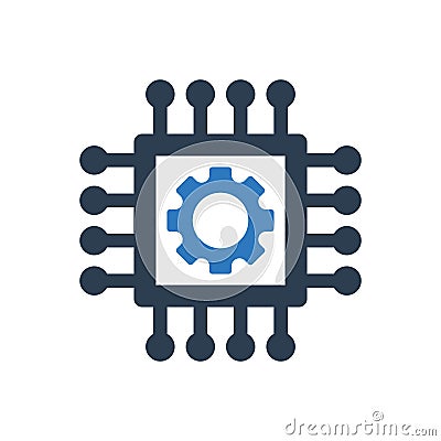 processor icon - programming circuit icon Vector Illustration