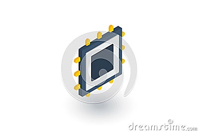 Processor, motherboard, chip isometric flat icon. 3d vector Vector Illustration