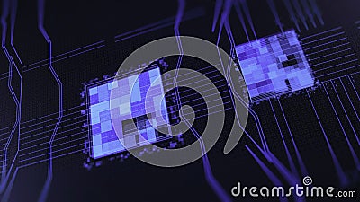 Processors CPU concept. Animation. Motherboard digital chip. Abstract animation of computer central processing unit CPU Stock Photo