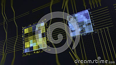 Processors CPU concept. Animation. Motherboard digital chip. Abstract animation of computer central processing unit CPU Stock Photo