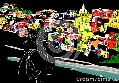 Procida island with its colorful houses Stock Photo