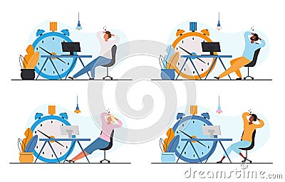 Procrastination, do it later, postpone to work tomorrow Vector Illustration